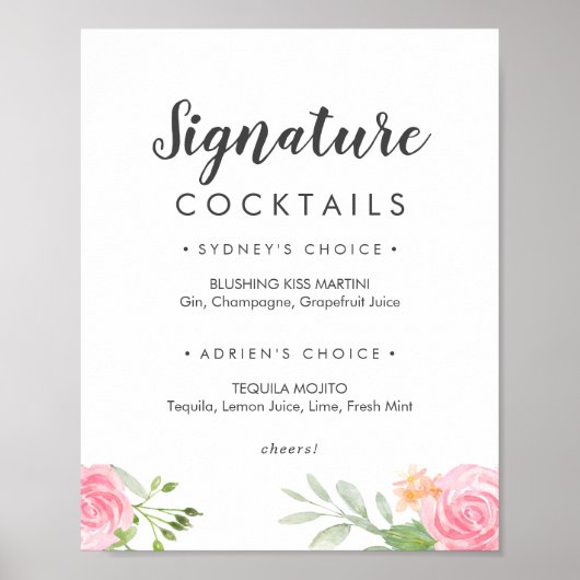 Frühlingspferde Cocktails Zeichen Poster (Vorne)