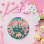 Frühlingspicknick unter Kirschbaum Blume Monte Fuj Pappteller (Party)