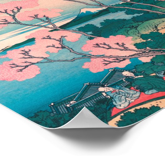 Frühlingspicknick unter Kirschbaum Blume Monte Fuj Poster (Ecke)