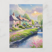 Frühlingspink blüht Landschaftliche Riverside Natu Postkarte (Vorderseite)