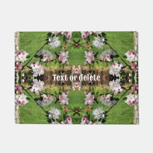 Frühlingspink und weiß Blüten Personalisiert Fußmatte (Vorderseite)