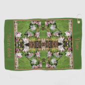 Frühlingspink Weiße Blüten Abstrakt Personalisiert Golfhandtuch (Horizontal)