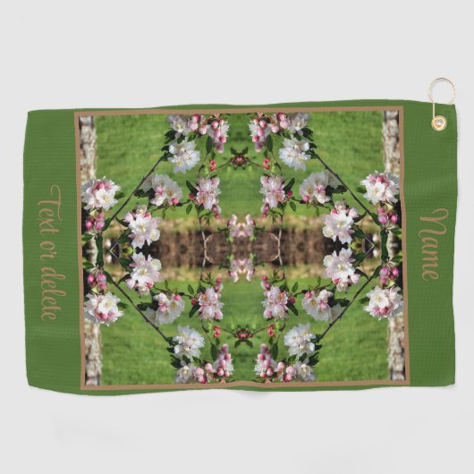 Frühlingspink Weiße Blüten Abstrakt Personalisiert Golfhandtuch (Horizontal)