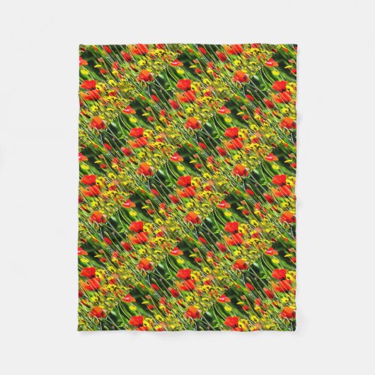 Frühlingspopie und Blume auf der Wiese Fleecedecke (Vorderseite)