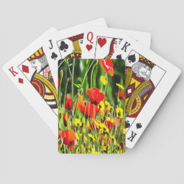 Frühlingspopie und Blume auf der Wiese Spielkarten