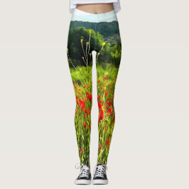 Frühlingspopole Wiese und Bergwelt Leggings