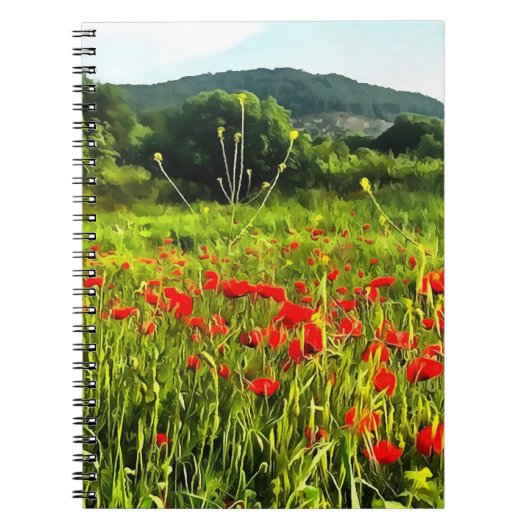 Frühlingspopole Wiese und Bergwelt Notizblock (Vorderseite)