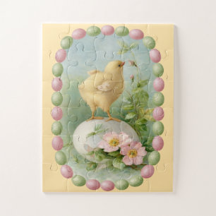 Frühlingspouschen mit Pastell-Eier-Rahmen Puzzle