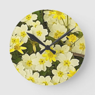 Frühlingsprimel-Wanduhr Runde Wanduhr