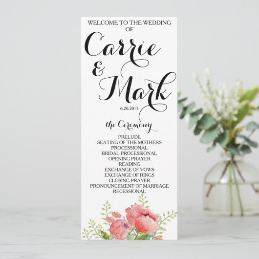 Frühlingsprogramm für Hochzeiten von Peony Programm (Stehend Vorderseite)