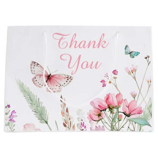 Frühlingspülung Rosa Butterfly BläserBaby Dusche Große Geschenktüte (Vorderseite)