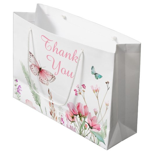 Frühlingspülung Rosa Butterfly BläserBaby Dusche Große Geschenktüte (Vorderseite Schrägansicht)