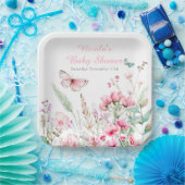 Frühlingspülung Rosa Butterfly BläserBaby Dusche Pappteller (Party)