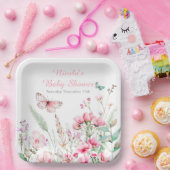 Frühlingspülung Rosa Butterfly BläserBaby Dusche Pappteller (Party)