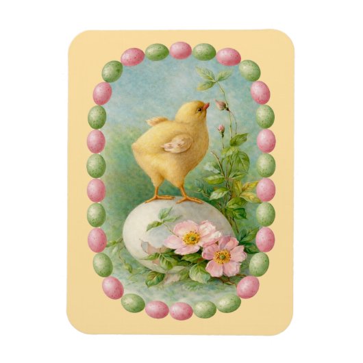 Frühlingspuppe mit Pastell-Eier-Rahmen Magnet (Vertikal)