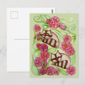 Frühlingsraccoons der Rose Postkarte (Vorne/Hinten)