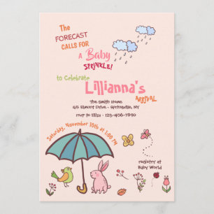 Frühlingsregen Baby Shower Einladung