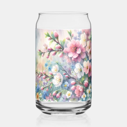 Frühlingsregen-Blüten-Aquarell-Cottagecore Dosenglas (Links)