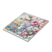 Frühlingsregen-Blüten-Aquarell-Cottagecore Fliese (Seite)