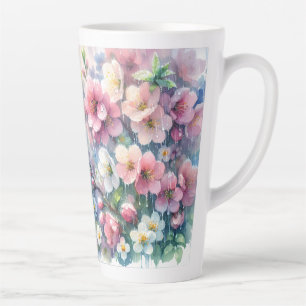 Frühlingsregen Blüten Aquarell Cottagecore Milchtasse