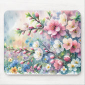 Frühlingsregen-Blüten-Aquarell-Cottagecore Mousepad (Vorne)