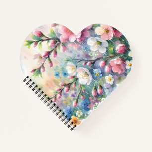 Frühlingsregen-Blüten-Aquarell-Cottagecore Notizblock
