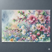 Frühlingsregen-Blüten-Aquarell-Cottagecore Puzzle