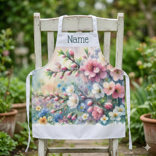 Frühlingsregen Blüten Aquarell Cottagecore Schürze