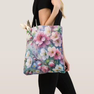 Frühlingsregen-Blüten-Aquarell-Cottagecore Tasche