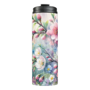 Frühlingsregen-Blüten-Aquarell-Cottagecore Thermosbecher