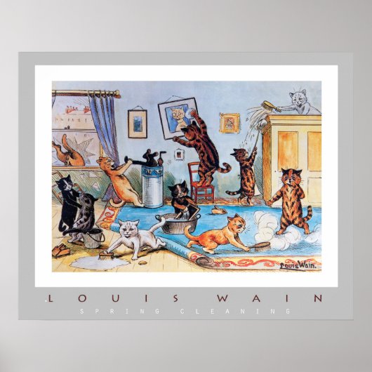 Frühlingsreinigung durch Louis Wain (1860-1939) Poster (Vorne)