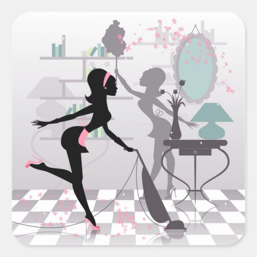 Frühlingsreinigung Quadratischer Aufkleber (Vorderseite)