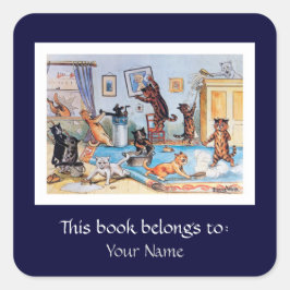 Frühlingsreinigung von Katzen durch Louis Wain Quadratischer Aufkleber