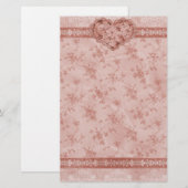 Frühlingsromane mit rosa Blumen und Spitzen-Herz Briefpapier (Vorne/Hinten)