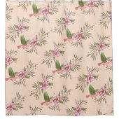Frühlingsrosa Blossom mit Vogelmuster Duschvorhang (Vorderseite)