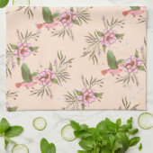 Frühlingsrosa Blossom mit Vogelmuster Geschirrtuch (Gefaltet)
