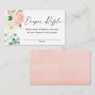 Frühlingsrosa Blütengrün Babydusche-Windeln Tombol Begleitkarte