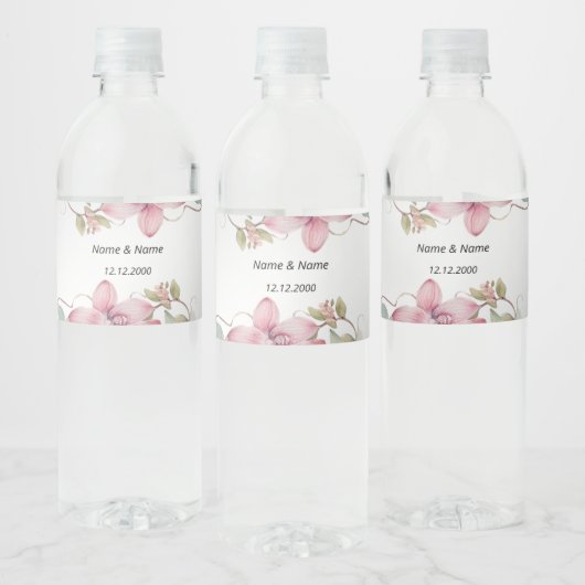 Frühlingsrosa Floral Wasser Etikett (Flaschen)