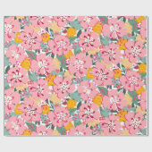 Frühlingsrosa florale Farbe Geschenkpapier (Flach)