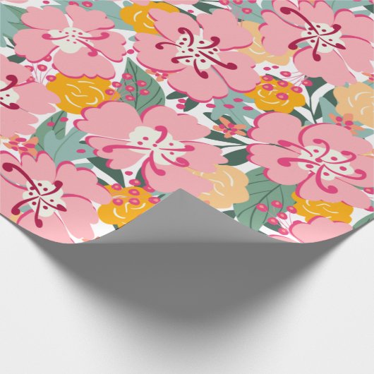 Frühlingsrosa florale Farbe Geschenkpapier (Ecke)