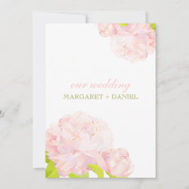 Frühlingsrosa + Grüne Peony Wedding Einladung