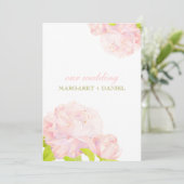 Frühlingsrosa + Grüne Peony Wedding Einladung (Stehend Vorderseite)