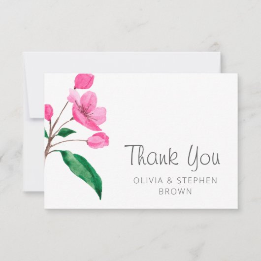 Frühlingsrosa Kirschblossom. Chic Floral Wedding Dankeskarte (Vorderseite)