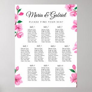 Frühlingsrosa Kirschblossom Hochzeitstabelle Poster