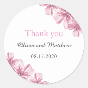 Frühlingsrosa Kirschblüte. Herzlichen Dank Runder Aufkleber