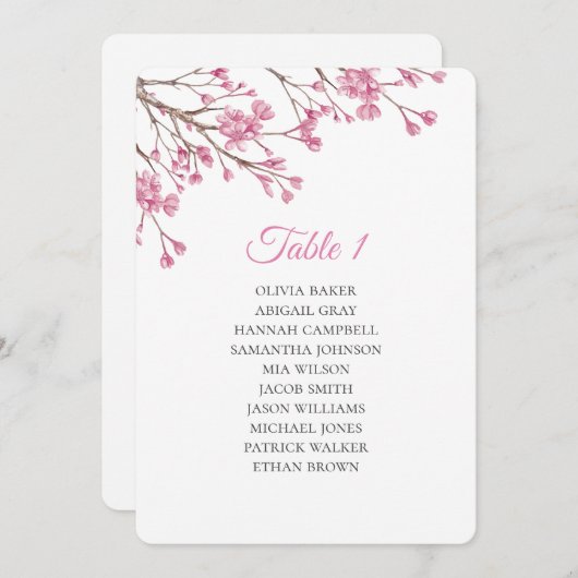Frühlingsrosa Kirschblüte. Hochzeitssitzpläne Einladung (Vorne/Hinten)