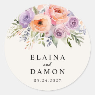 Frühlingsrosa Lilac Peach Pastels Hochzeitsticker Runder Aufkleber