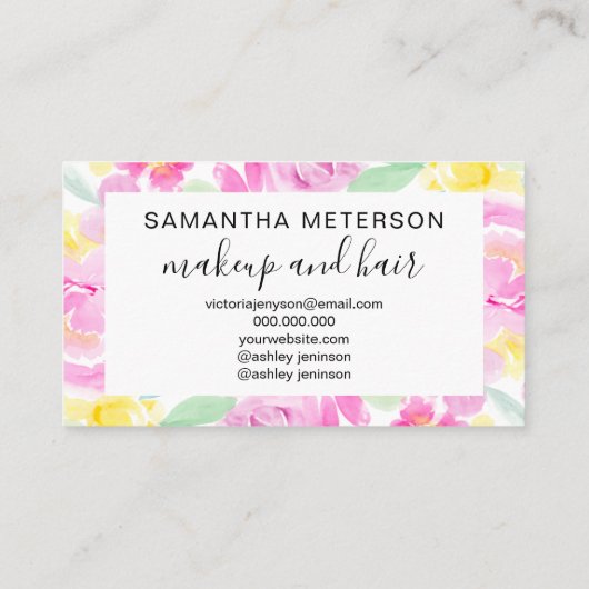 Frühlingsrosa lockere Blumenhaare Terminkarte (Rückseite)