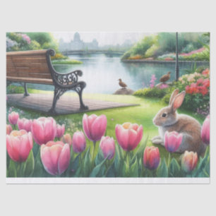 Frühlingsrosa Tulips und Park-Benennung Seidenpapier
