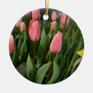 Frühlingsrosa Tulpenblumen Alles Gute zum Geburtst Keramik Ornament